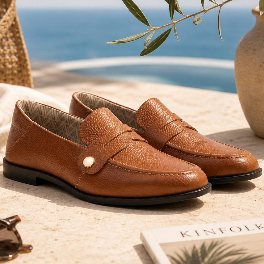 Mocassim Mara Feminino Vittal Couro Legítimo Duas Fivelas Leve Macio Elegante