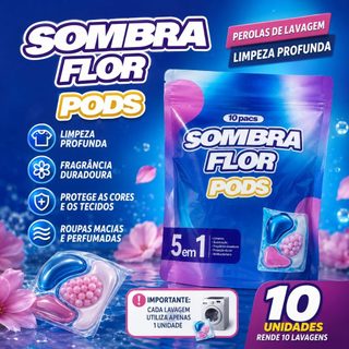 Kit 20/10 Pods Sombra Flor 5 em 1 | Cápsulas de Lavagem Roupas com Perfume Duradouro