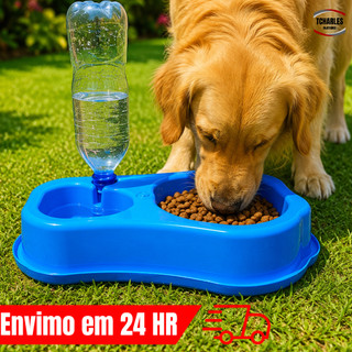 KIT Comedouro Duplo Anti Formiga Pet + Bebedouro automático suporte para Garrafa cachorro gato coelho