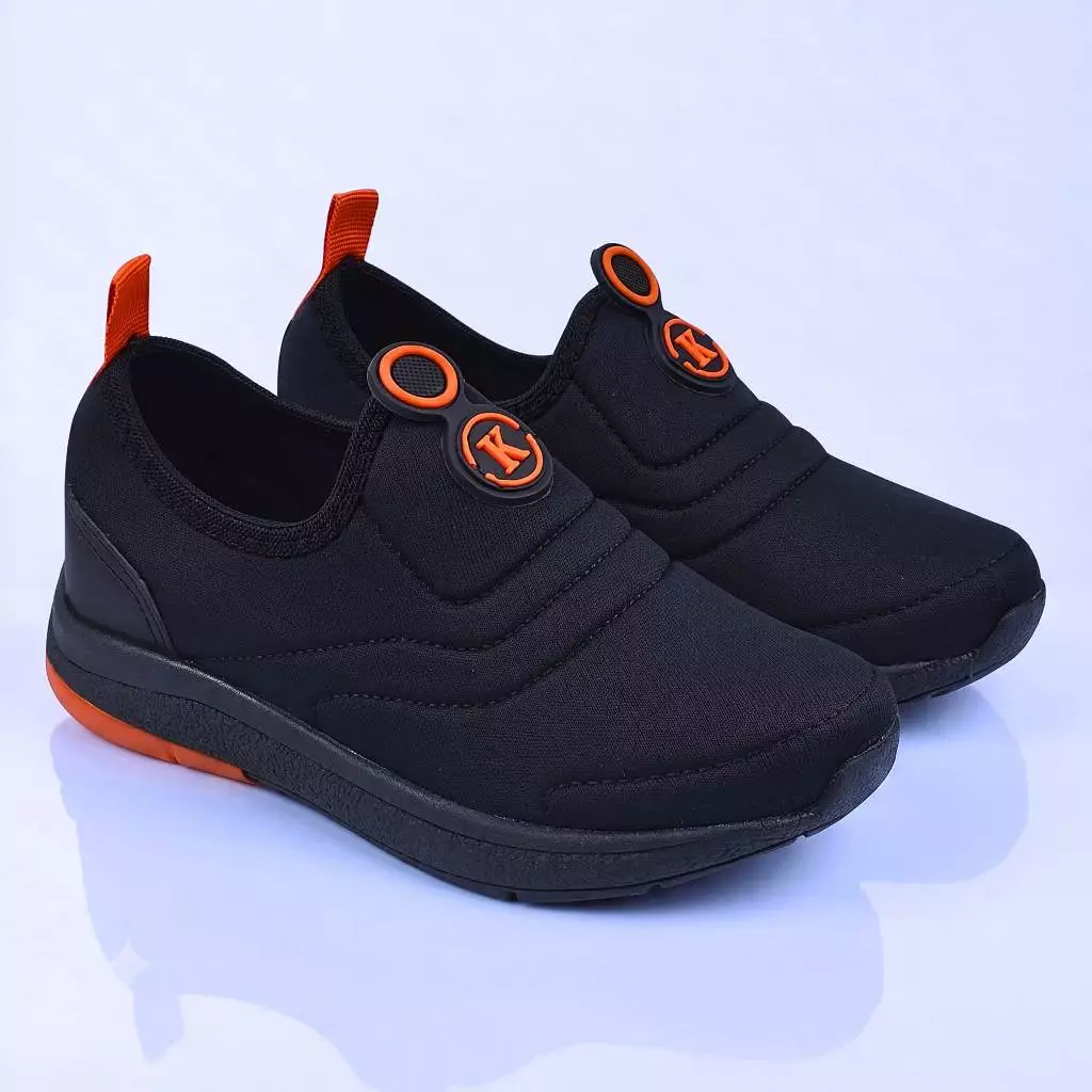 Kidstep Tenis Escolar Infantil Calce Fácil K Masculino Preto com Laranja 28 ao 36