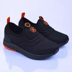 Kidstep Tenis Escolar Infantil Calce Fácil K Masculino Preto com Laranja 28 ao 36