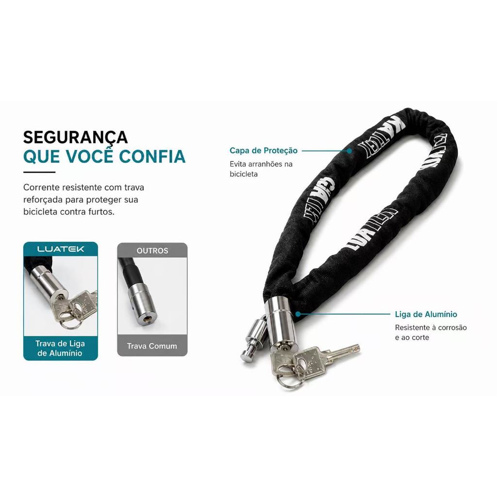 Trava Cabo De Aço Cadeado Segurança Bike Moto Espiral Anti-Roubo 800*5mm-LUATEK — imagem 2 de 2
