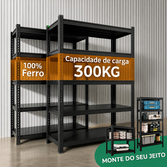 Estante de Ferro Estante Reforçada Aço Reforçado 6 Andares 300kg Reforçado Organizadora para Casa e Garagem