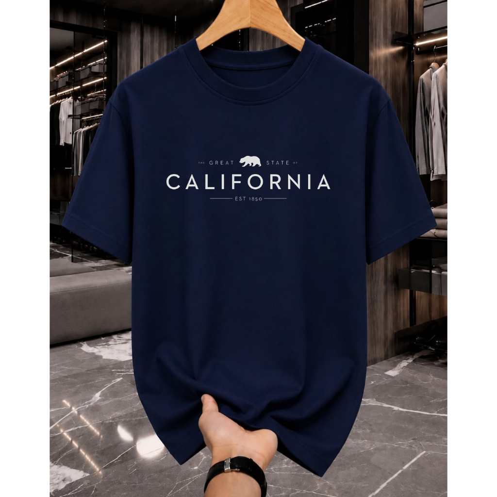 Camisa camiseta masculina 100% algodão estampada CALIFORNIA malha fina leve confortavel moda masculina