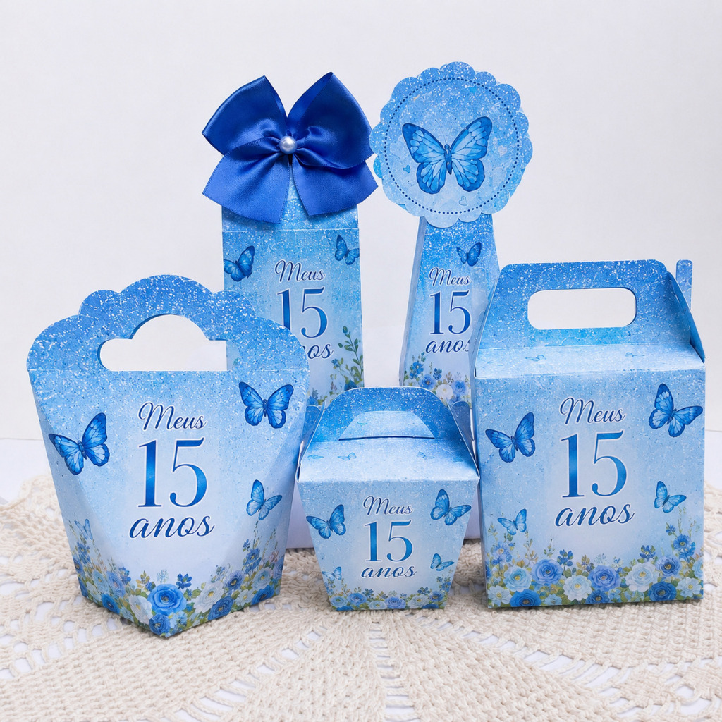Kit Caixas Festa Infantil Personalizado 15 ANOS Lembrancinhas Aniversário PEGUE E MONTE