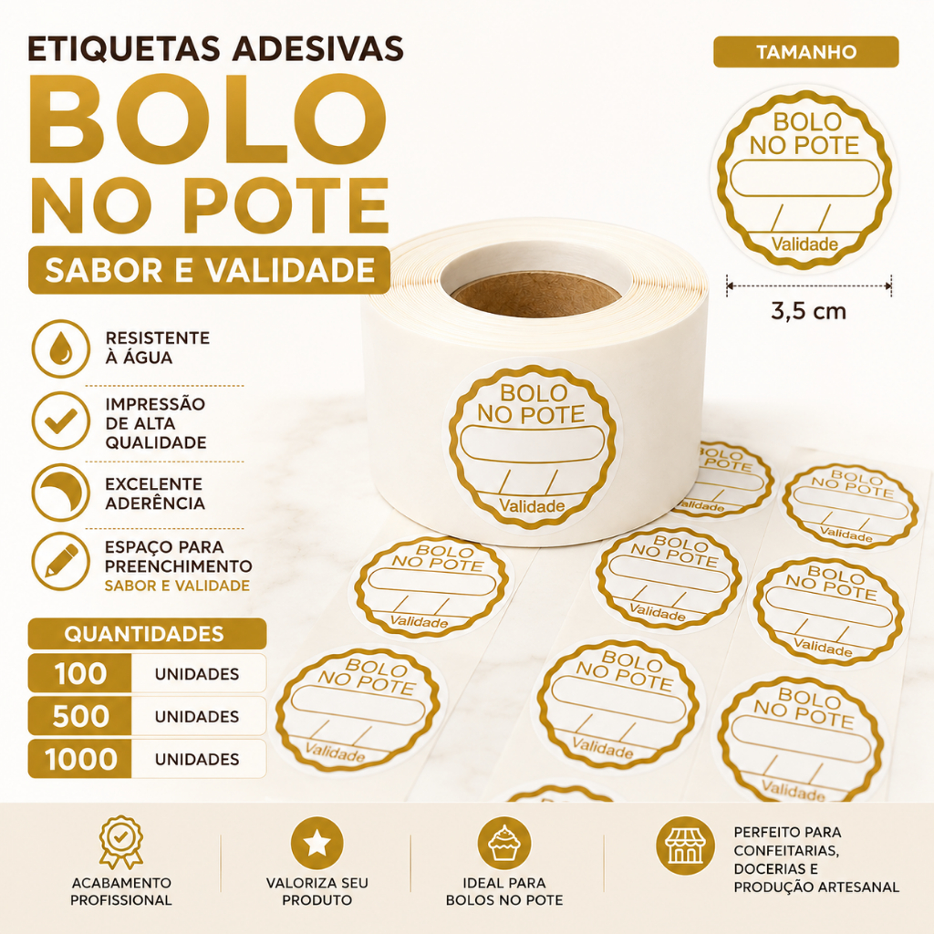 Etiquetas Adesivas para Bolo no Pote