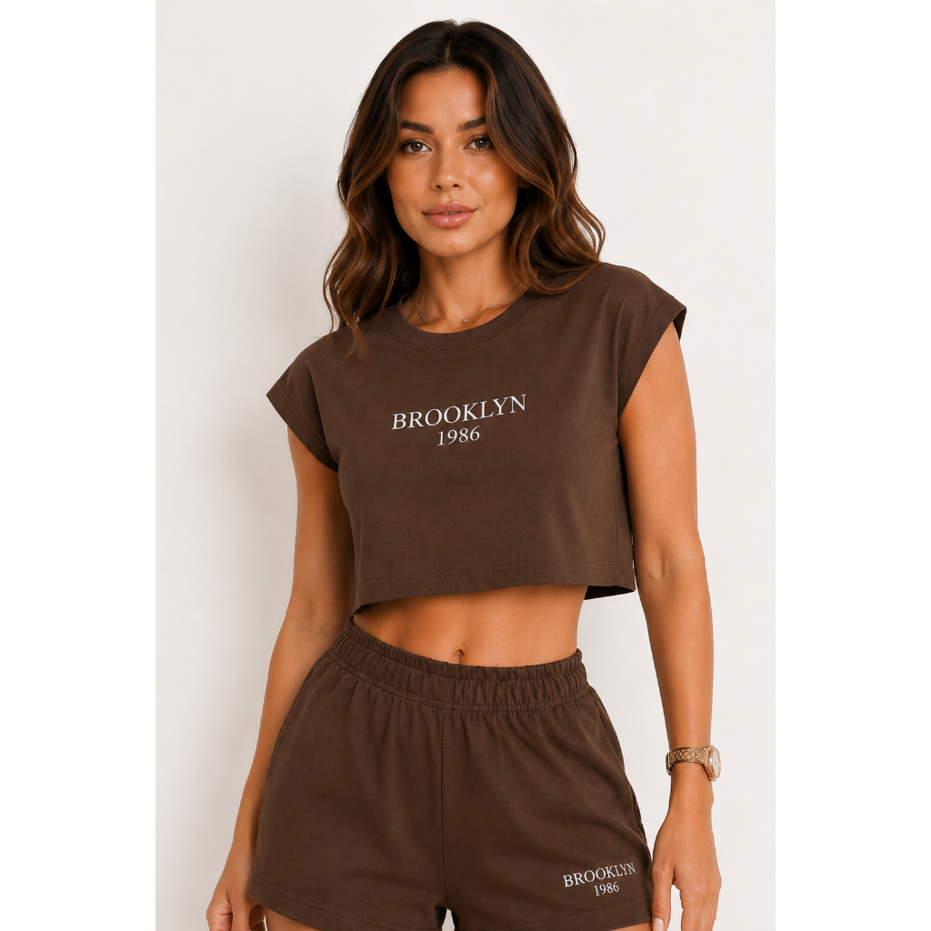 Conjunto Feminino Shorts e Camiseta Fresquinho Academia Fitness Esporte Lazer Estampado