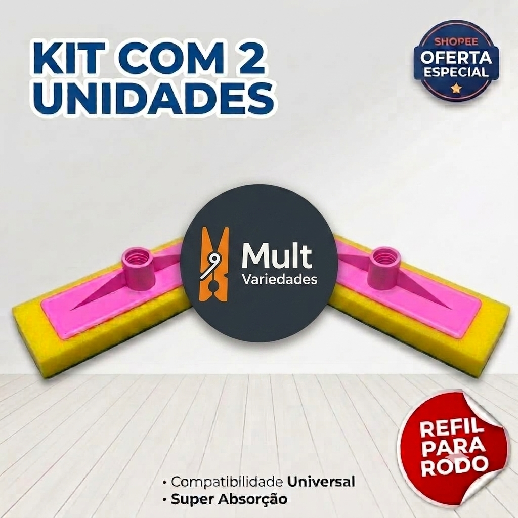 kit Rodo passa cera , limpa vidro lava piso espuma macia