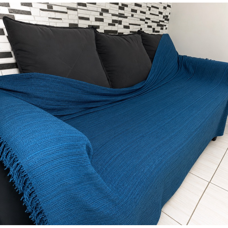 02 Mantas 3,00x1,80m Para Sofá Extra Grande  Super King 100% Algodão com Franjas – Luxo e Conforto na Decoração