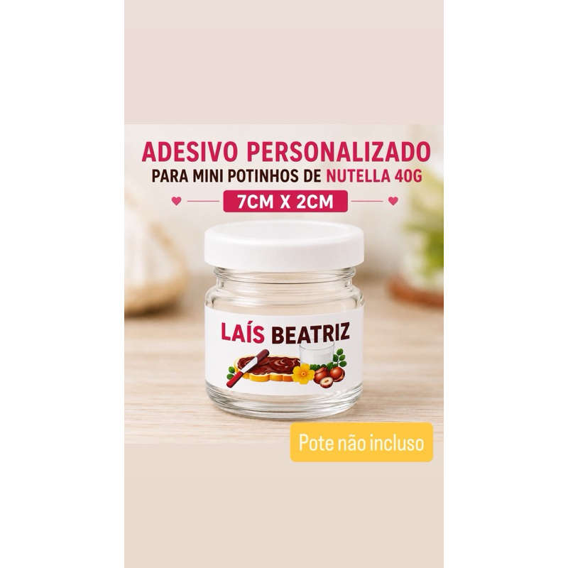 ENVIO RÁPIDO Adesivo Personalizado para mini pote de nutella 40g Lembrancinha Aniversário Infantil