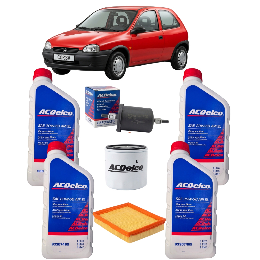 Kit Troca De Oleo Corsa 1.0 Completo ACDelco 20W50 Mineral 4 Litros E Filtros