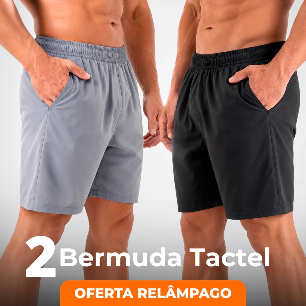 Kit 2 Bermudas Tactel Masculinas com Elastano, Bolsos e Secagem Rápida Várias Cores Diversas Fit Leves e Confortáveis
