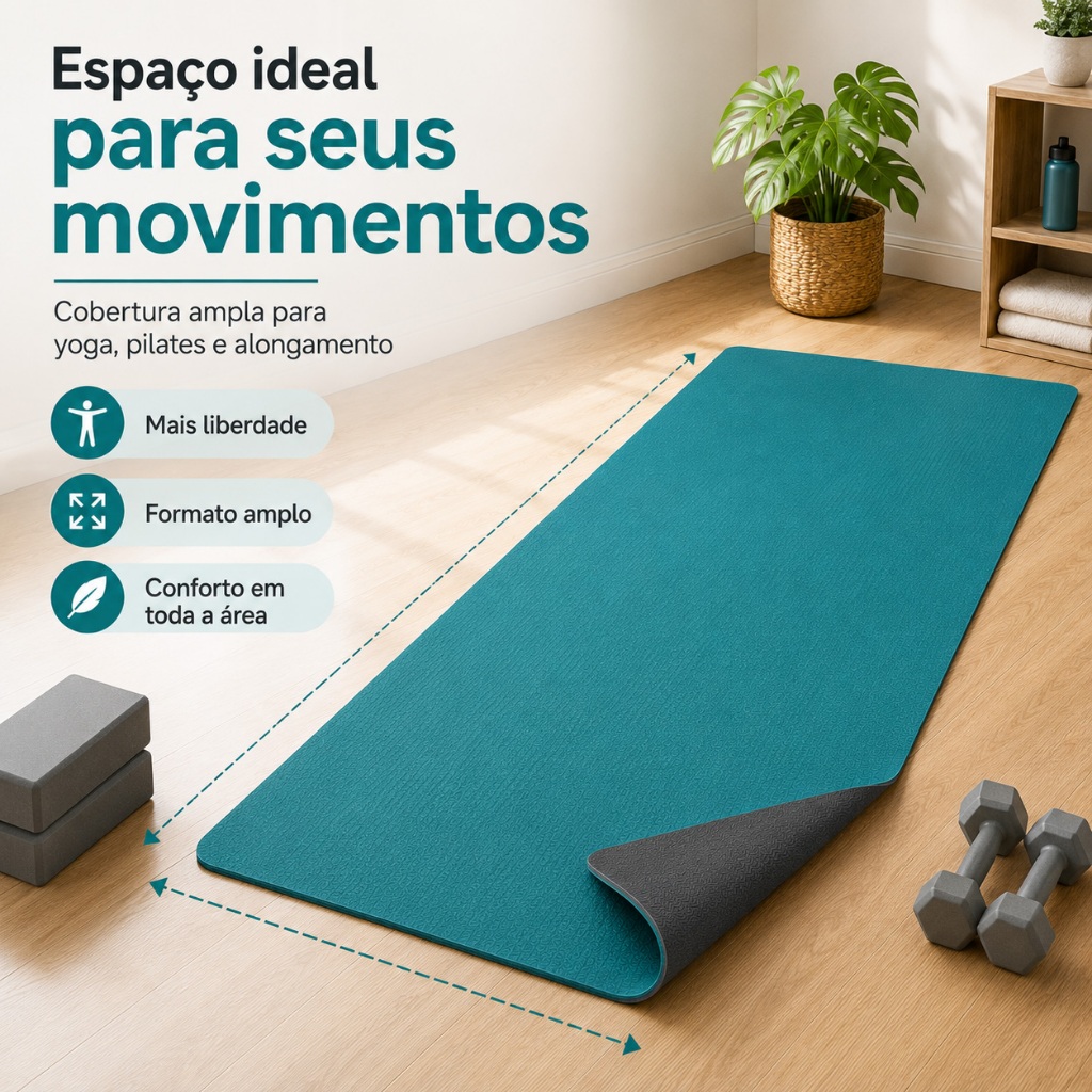 Tapete de Yoga TPE 6mm 8mm Antiderrapante 183x61cm Confortável para Pilates Fitness