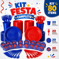 Kit Temático Festa Homem Aranha Vermelho e Azul Descartável 20 Pessoas