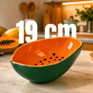 Bowl Mamão Coleção Vasilha Tigela Cumbuca Mamão Bowl em Cerâmica Pote Laranja Louça Decoração Poá Vasilha Frutas