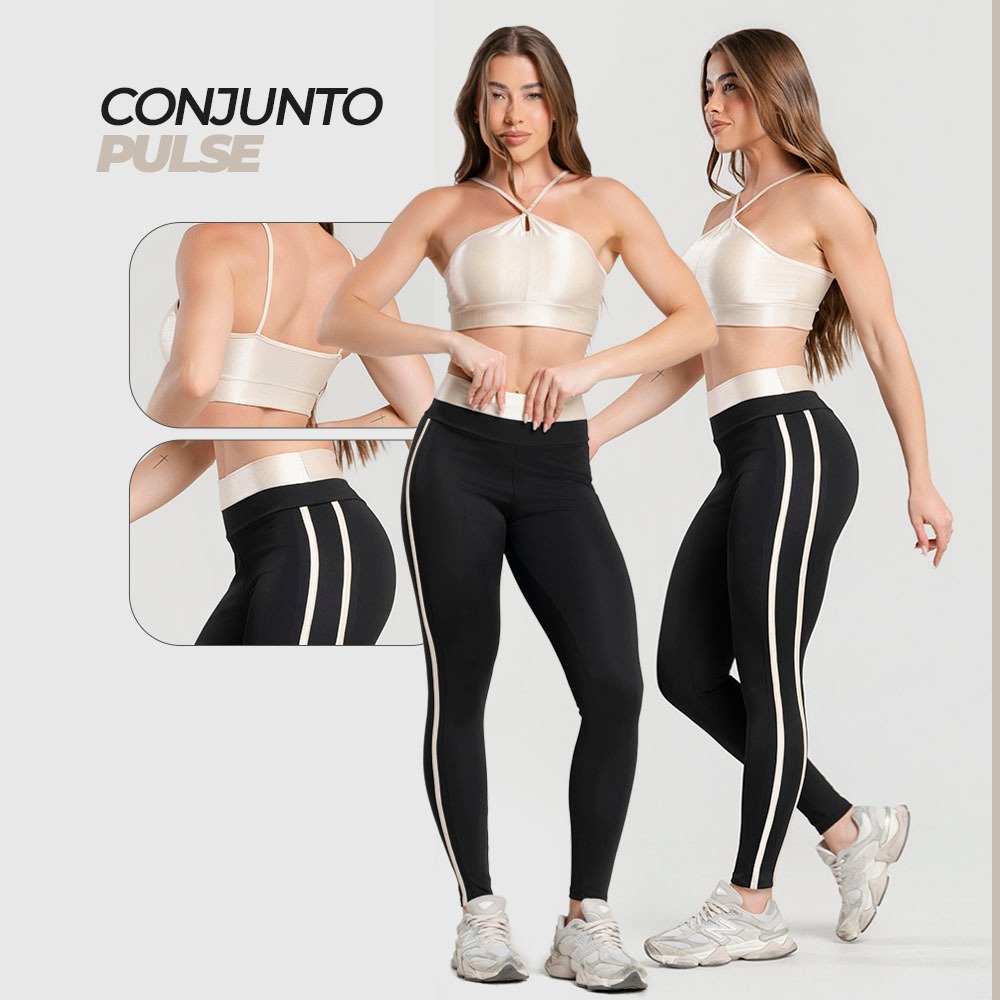 Conjunto Fitness Feminino Zero Transparência - Top com Forro e Abertura para Boj