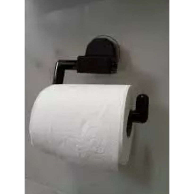 Porta Papel Higiênico Preto De Parede Com Ventosa — imagem 2 de 2