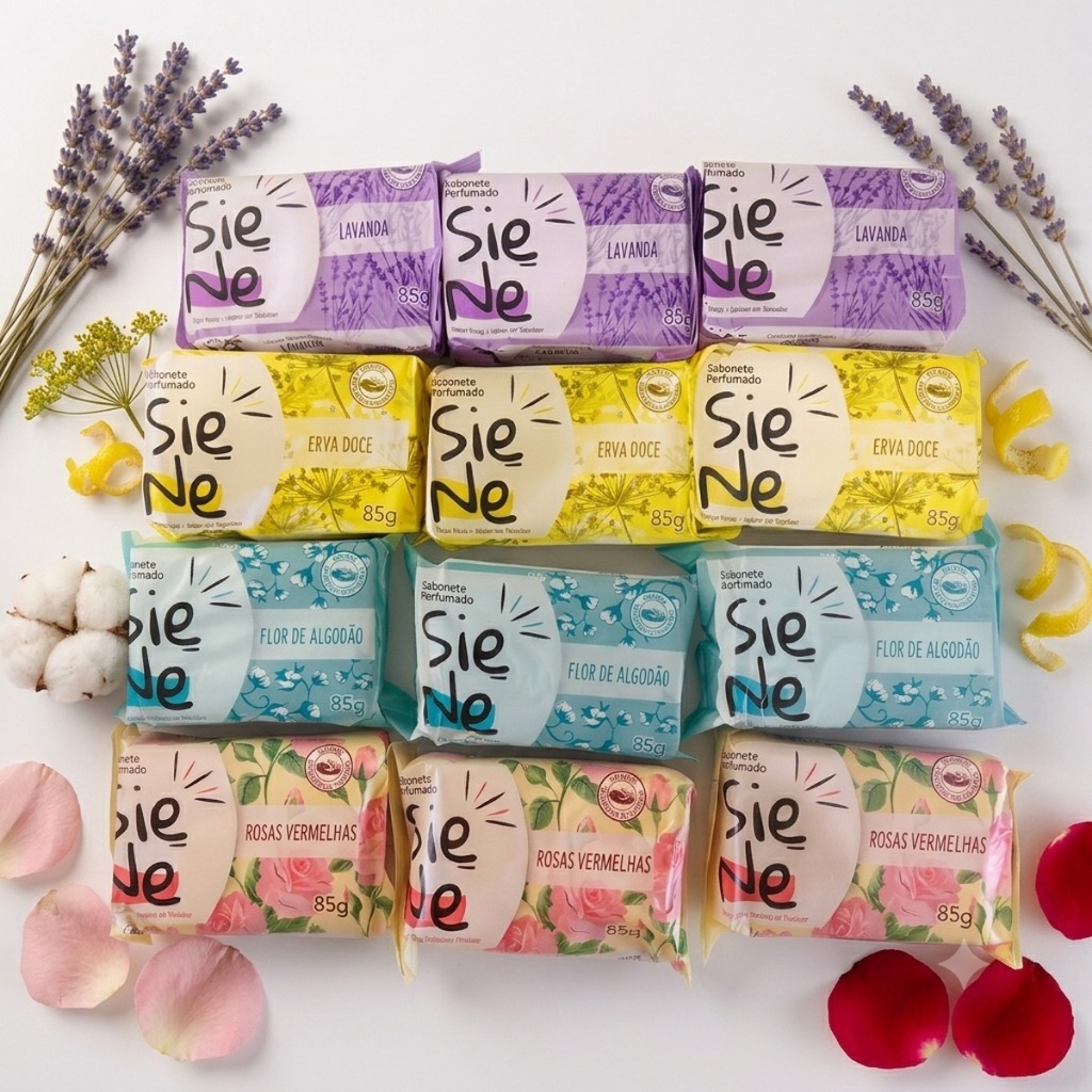 Kit 12 Sabonete Siene Fragâncias Diversas Barra 85g