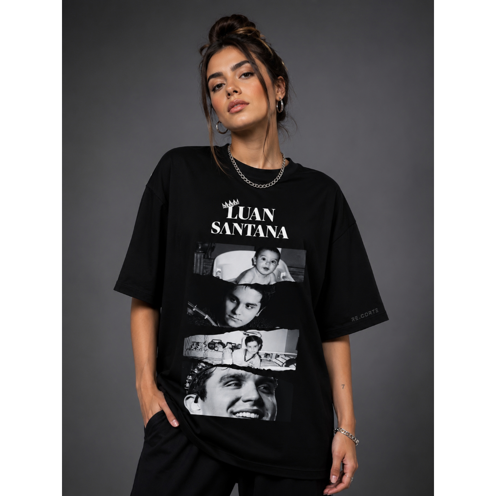 Camiseta Oversized Luan Santana Unisex Streetwear 100% ALGODÃO e SUEDINE PREMIUM Estampada Premium