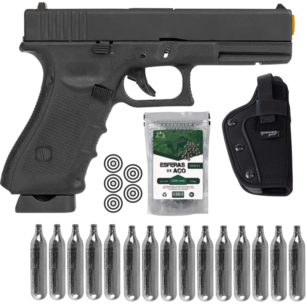 PISTOLA DE PRESSÃO ROSSI G17 BLOWBACK CO2 4,5MM + ESCOLHA SEU KIT IDEAL — imagem 2 de 2