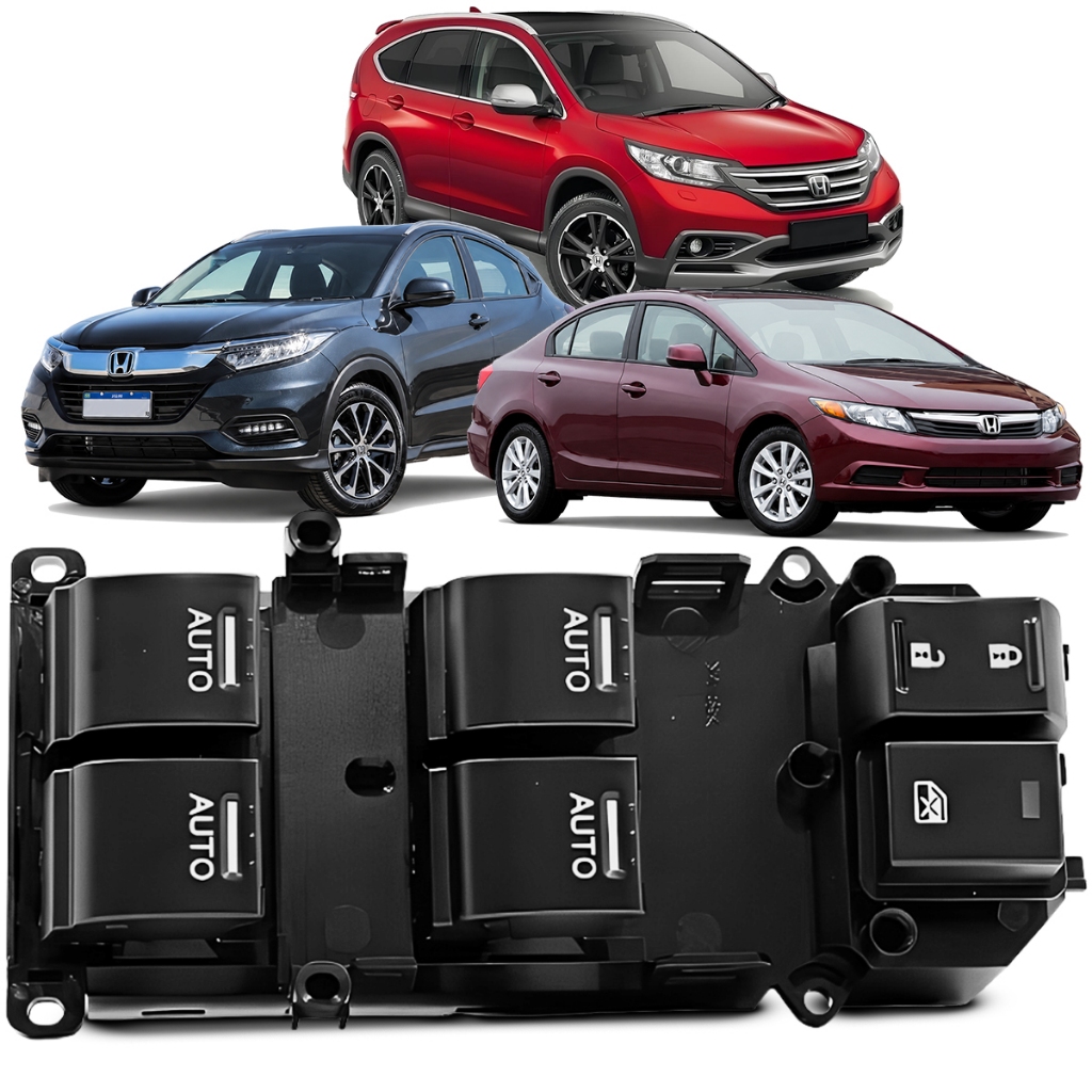 Botão Comando Vidro Elétrico Honda Civic e CRV 2012 a 2016 HRV 2016 a 2021