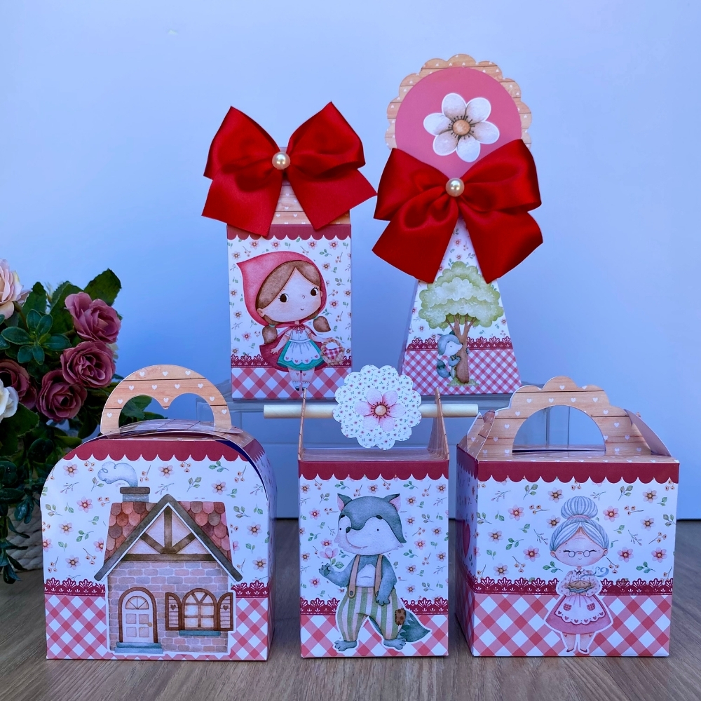 Kit Personalizados Chapeuzinho vermelho/ Kit Festa Caixinhas Personalizadas Lembrancinha Mimos Aniversário