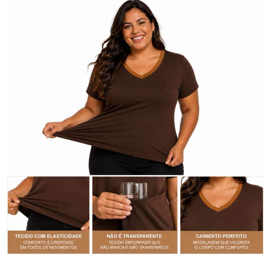 Blusa Plus Size Feminina com Manga Solta e Detalhe no Decote – Confortável e Elegante