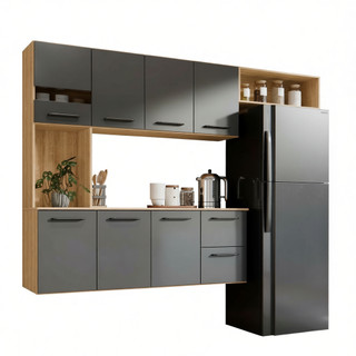 Armário de Cozinha Compacta Sala de Jantar 180cm Aereo Com 7 Portas e Gavetas Com Nicho J…