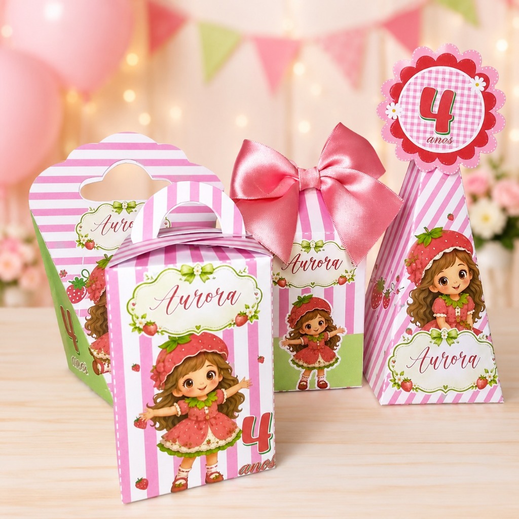 20 caixinhas personalizadas moranguinho | lembracinha para aniversário e festa infantil |pegue monte