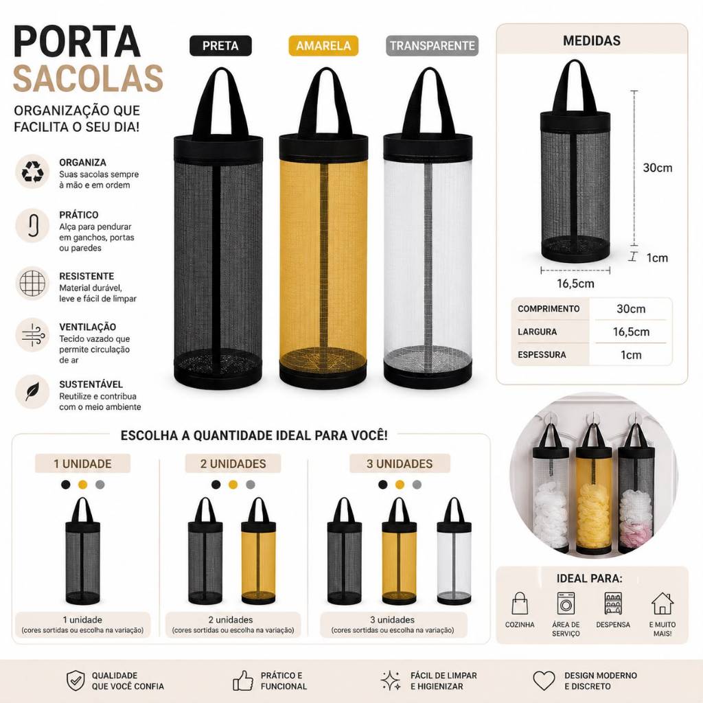 Imagem Organizador de Sacolas Dispenser Organizadora De Plástico Para Armazenamento De Sacolas De Cozinha