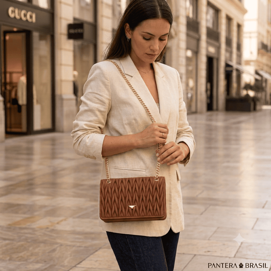 Bolsa feminina média, elegante, transversal, estilo fashion, premium, elegante, estilo baguette Maitê
