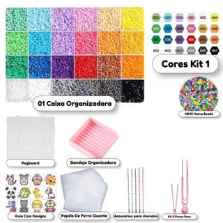 Kit Hama Beads 10.000 Peças 2,6mm 24 Cores Pinças + Ferramentas Pegboard Chaveiro Brinque…