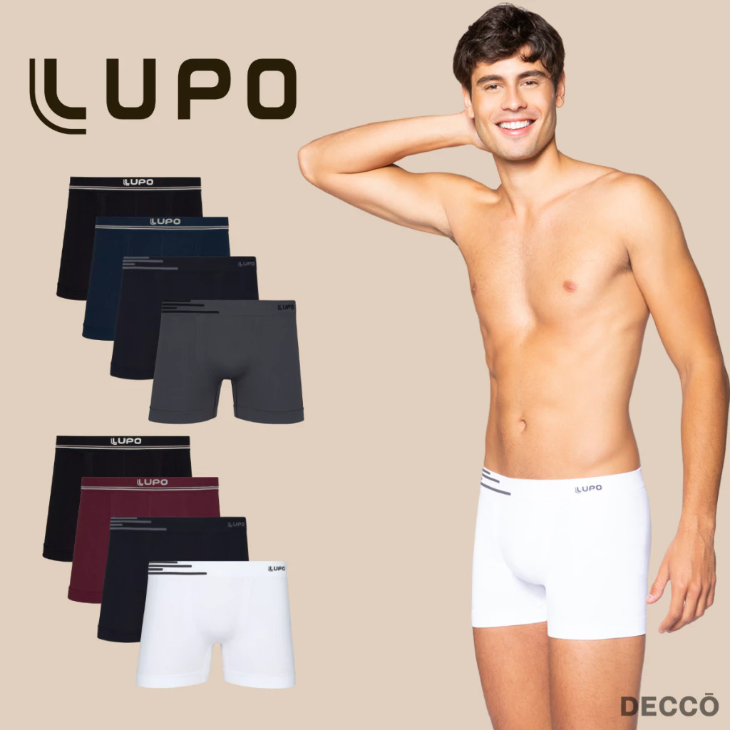 Kit De 4 Cuecas Originais Lupo Basic Boxer Box Microfibra Sem Costura