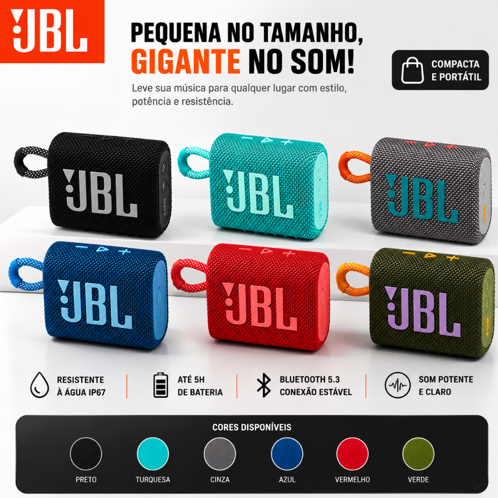 Caixa De Som Bluetooth Caixinha Portátil e Potente Led Rgb A Prova D'água