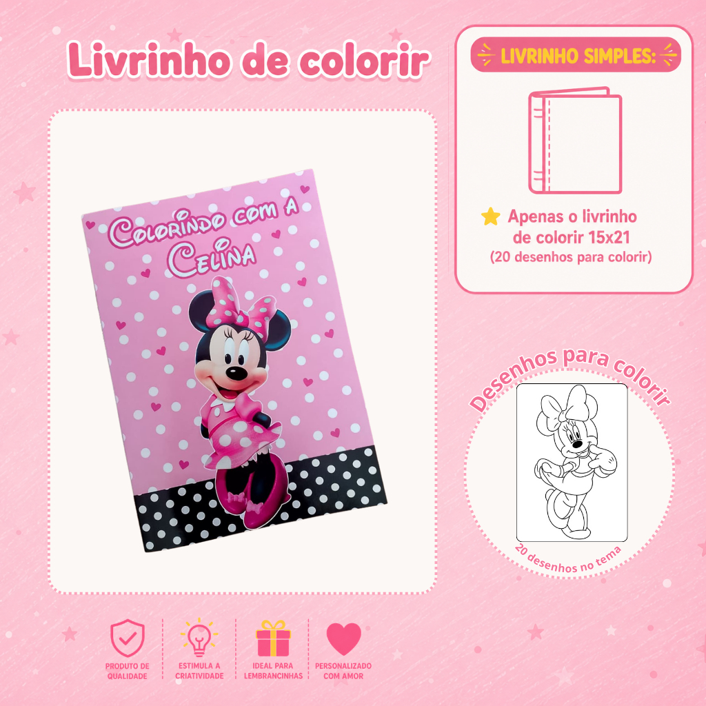 Livrinho de Colorir Personalizado Infantil | Qualquer Tema | Lembrancinha Festa Aniversário 15x21 cm