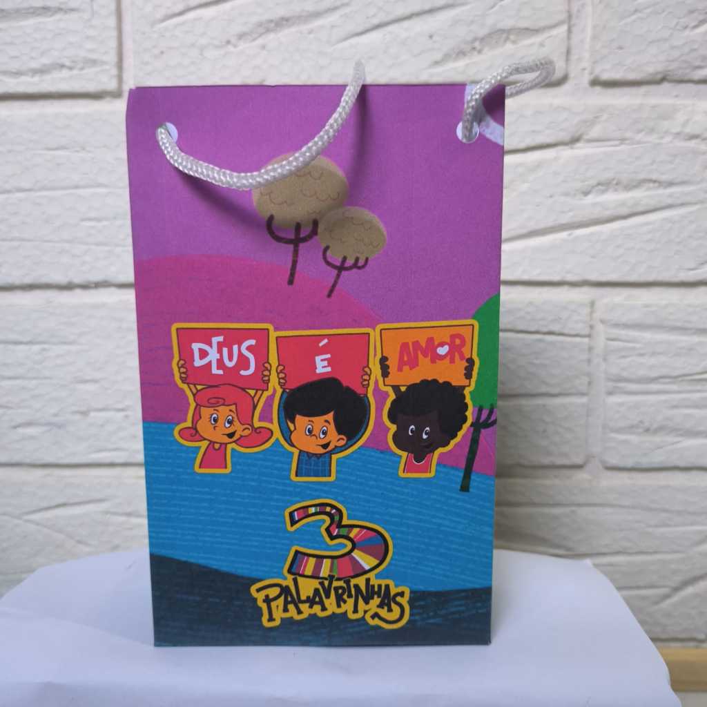 Sacolinha TRÊS PALAVRINHAS - 3 PALAVRINHAS DEUS É AMOR -MENINA  Personalizada Lembrancinha PEGUE E MONTE