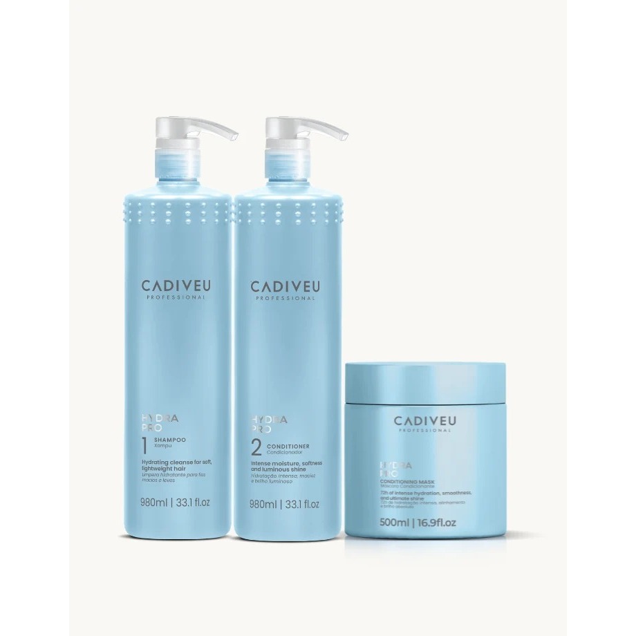 Cadiveu Professional Kit Hydra Pro Shampoo e Condicionador 1L + Máscara 500ml