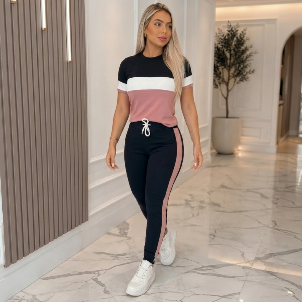 conjunto femenino calça e blusa baby look elegante plus size confortavel DIVERSAS CORES