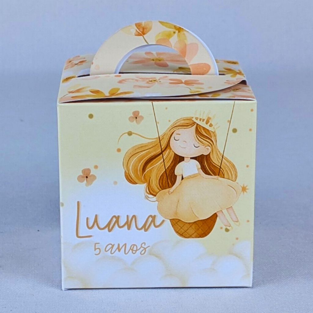 Kit 10 a 80 Caixinhas Para Lembrancinha Princesas Cute Cubo Com Alça Personalizada Infantil de Aniversário
