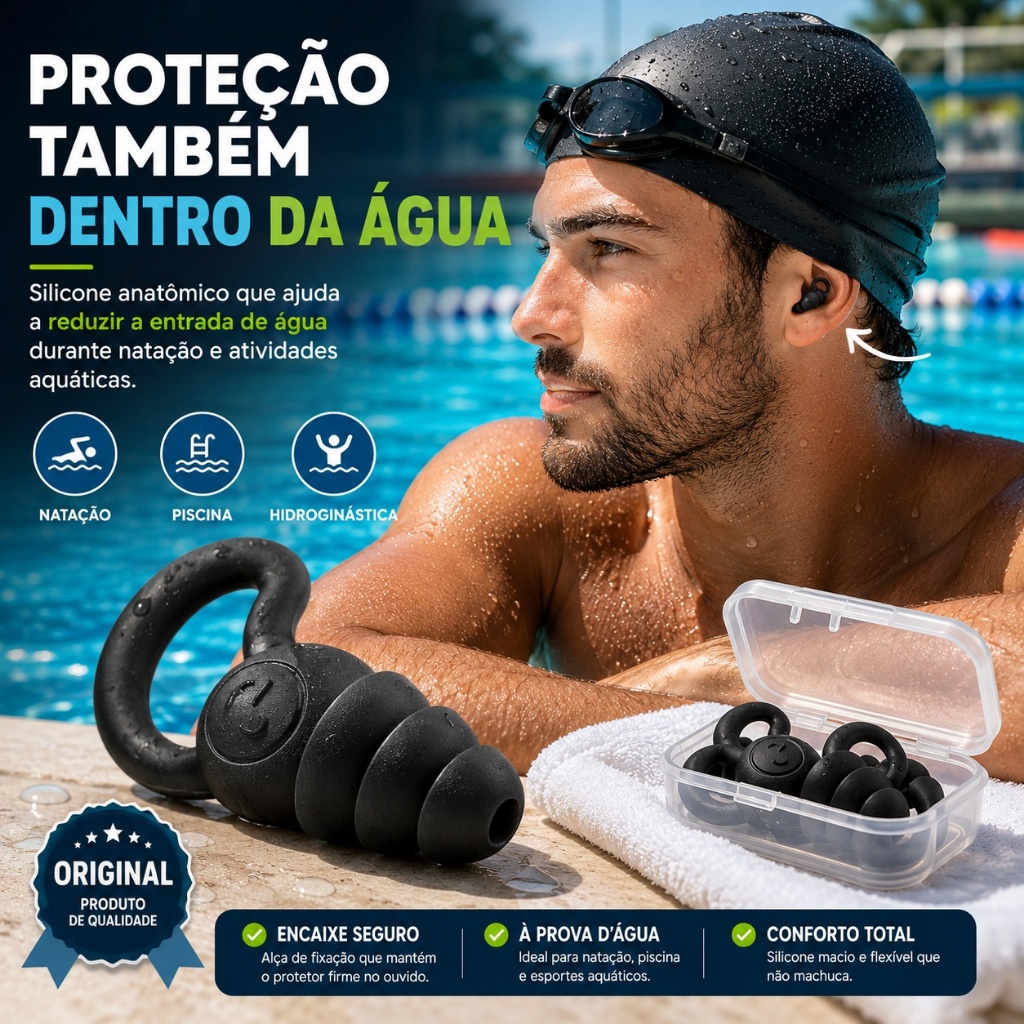 Tampão Ouvido Par 3 Camadas Antiruído Plug Dormir Natação Estudos Trabalho Protetor Auricular — imagem 2 de 2