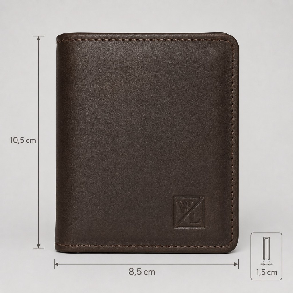 Carteira Masculina Couro Legítimo Pequena Slim Porta Cartão Cartões Notas Cnh Mini Carteira — imagem 2 de 2
