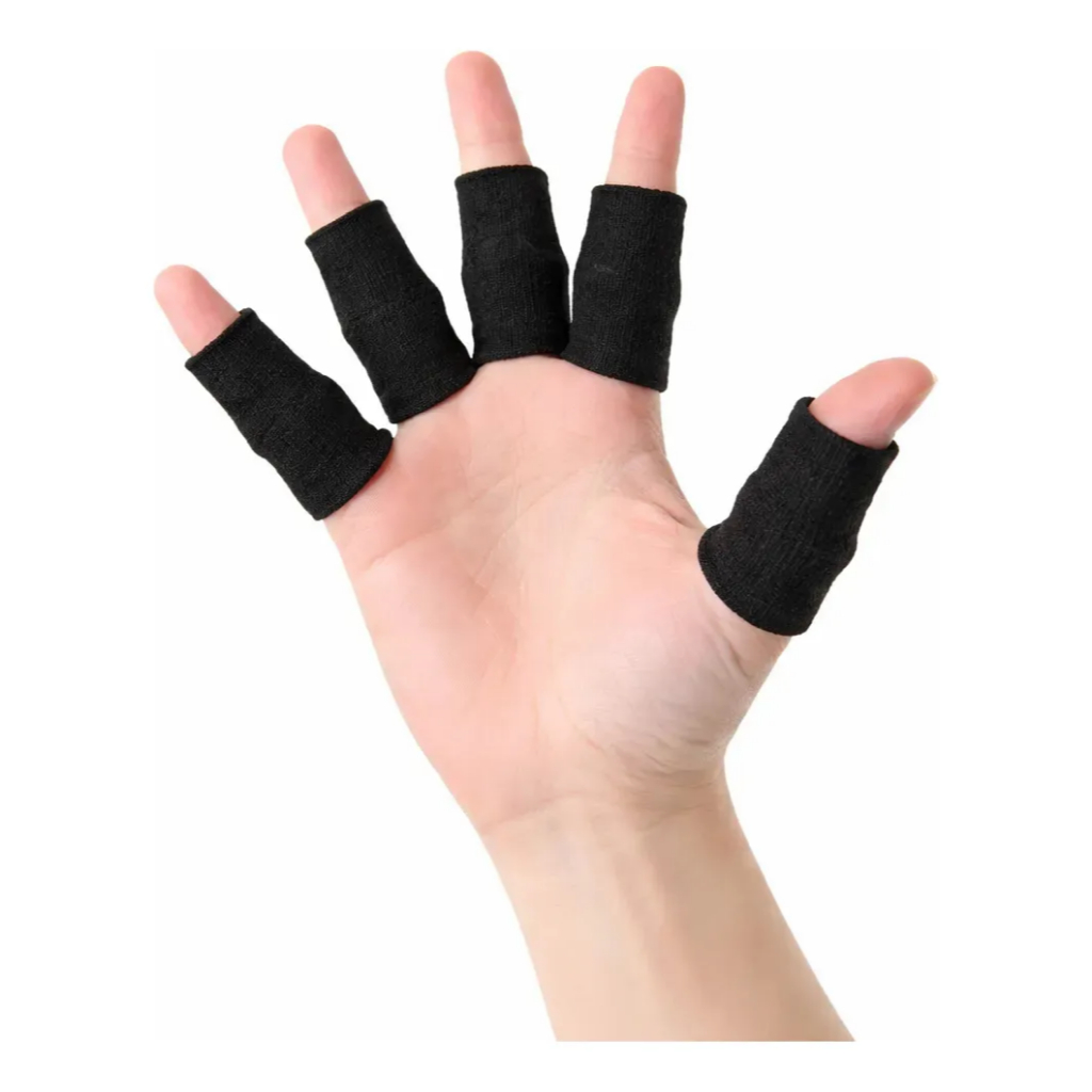Kit 10 Faixas Bandagem Protetor Elástico Dedos Compressão Preto