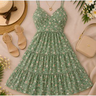 Vestido Feminino  Curto elegante Floral  com Bojo, Elastex nas Costas, Alças Reguláveis e…