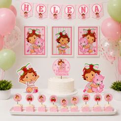 Kit festa Moranguinho Baby Personalizado Bolinho Aniversário