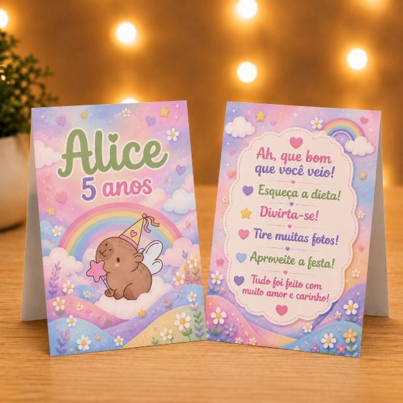Plaquinha de Mesa Capivara Cute Personalizada | Centro de Mesa | Decoração Festa Infantil | Lembrancinha Aniversário