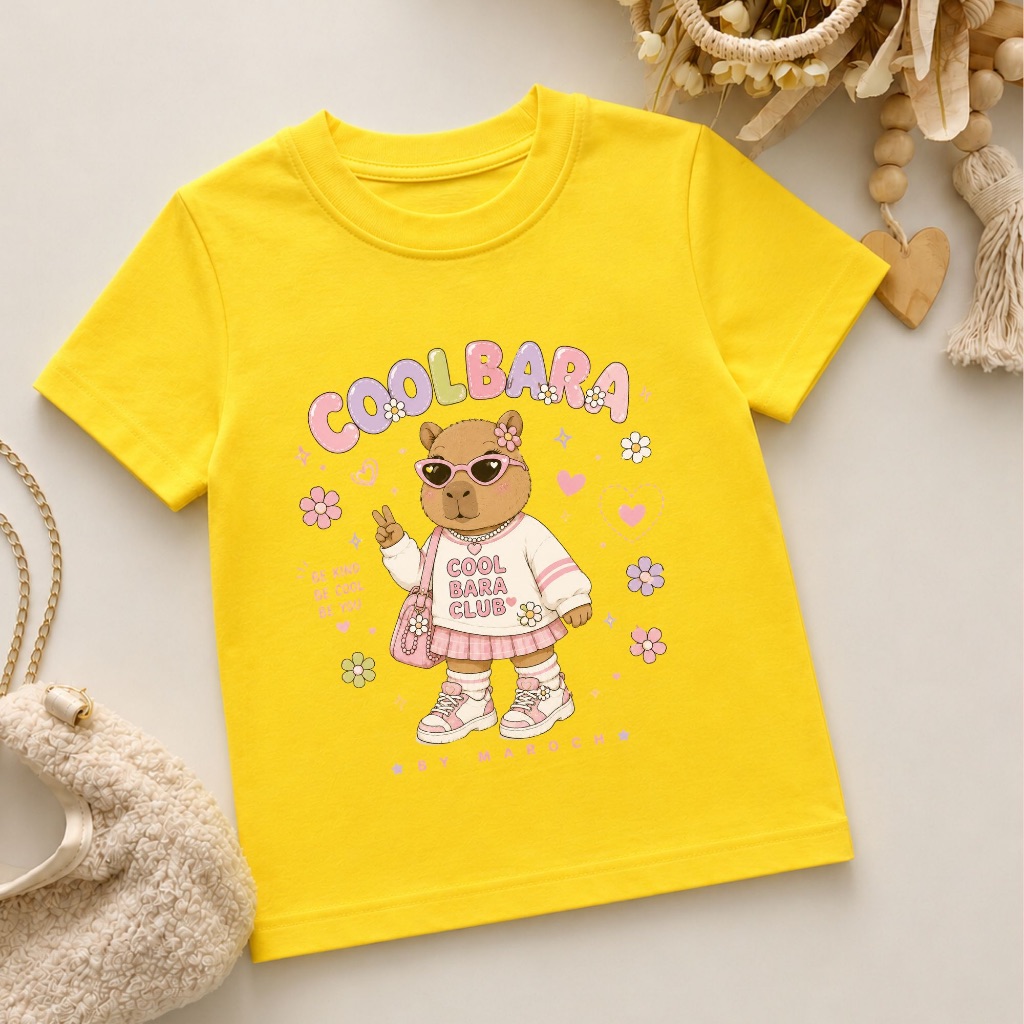 Blusa Infantil Feminina 100% Algodão Camiseta Capivara Menina Estampa Divertida Confortável Tam 2 ao 16