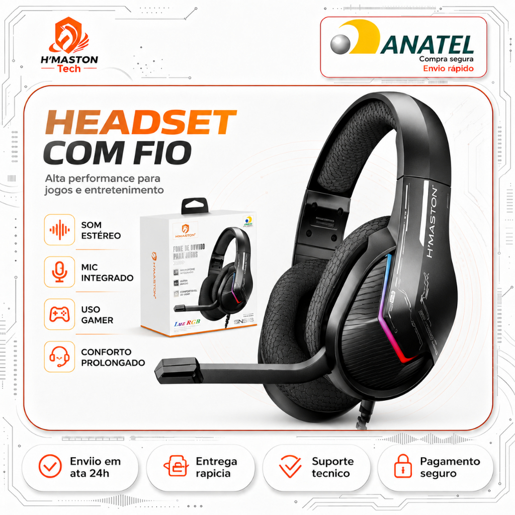 H'Maston Fone De Ouvido Gamer Headset Gamer Headset Com Microfone Fone Gamer Com Fio Fone De Ouvido Com Microfone SNS16