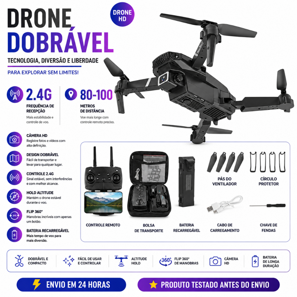 Mini Drone E88 Pro WIFI FPV Câmera RC Toy 4K Quadcopter Dobrável Em Ângulo 1 Bateria