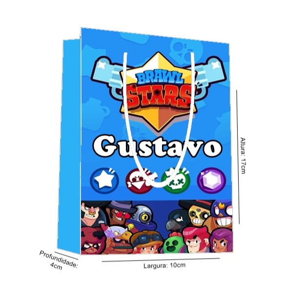 Sacolinha Brawl Star Personalizada para Aniversário/ Lembrancinha Festa Infantil / Qualquer nome e idade