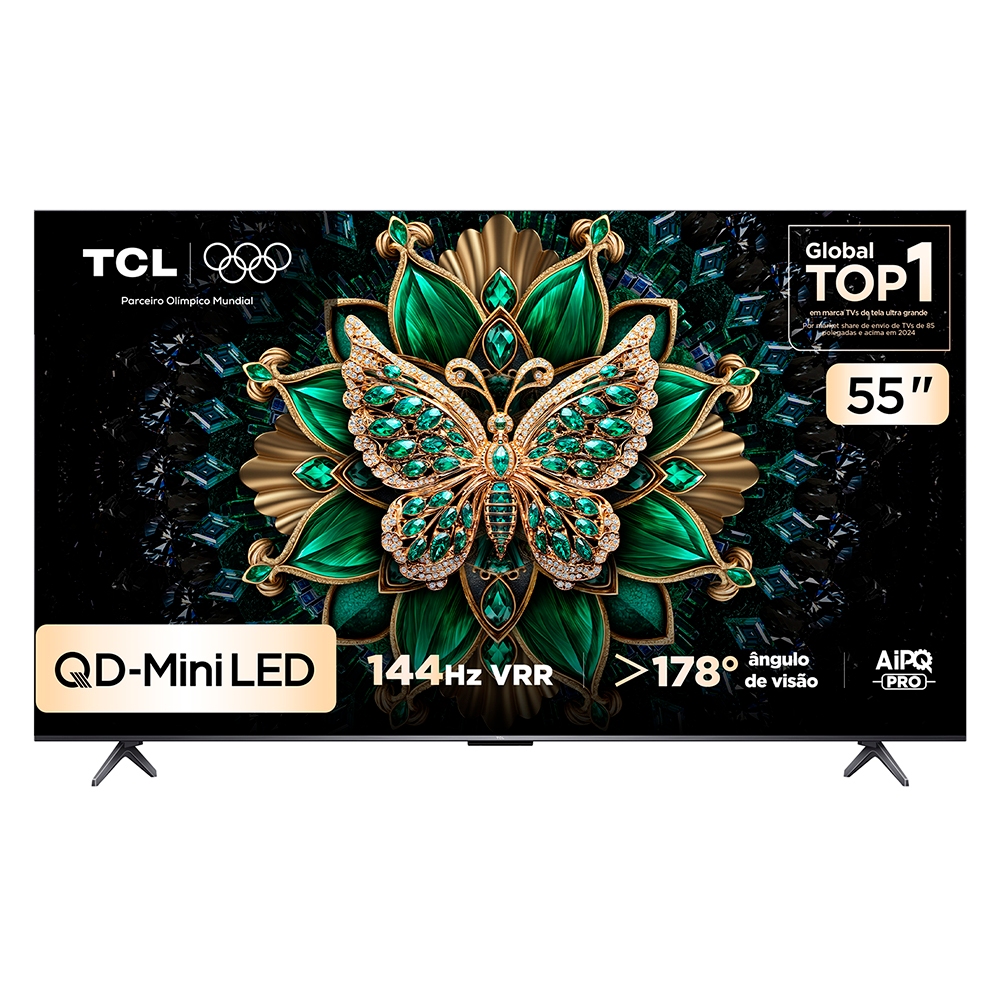 Smart TV TCL 55 Polegadas QLED Mini LED 4K C6K WiFi Bluetooth Google TV 4 HDMI 144Hz HDR1…